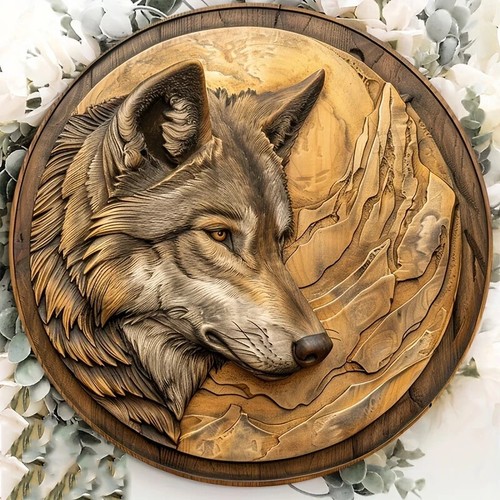 Wolf holz wand deko germanen - wolf,